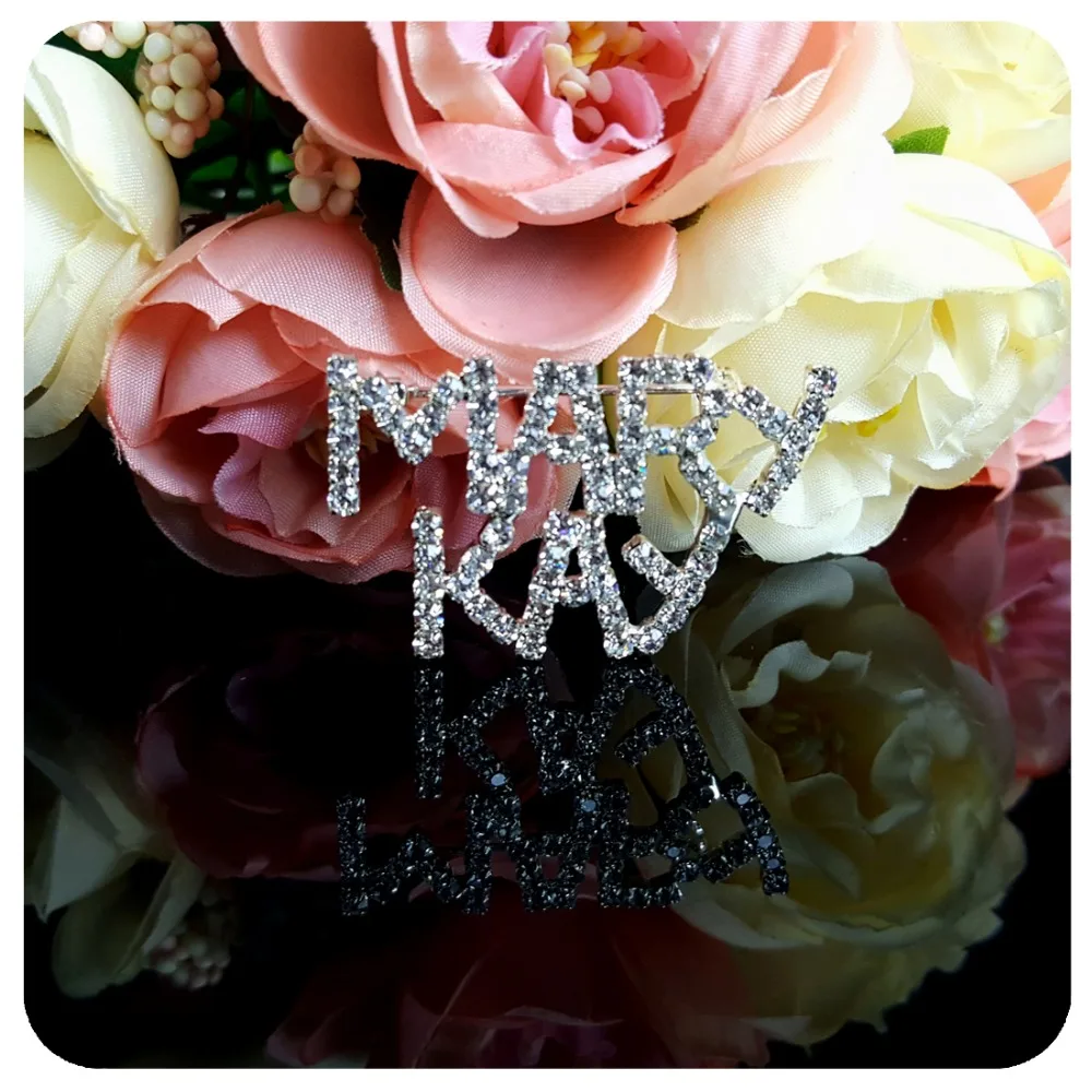 Blingbling Crytal Silver Color MARY KAY Words Brooch Pin