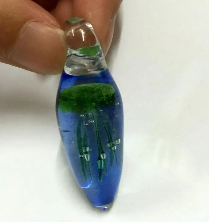 12 pcs New green Jellyfish blue Bottom glass beades Pendants fine jewelry