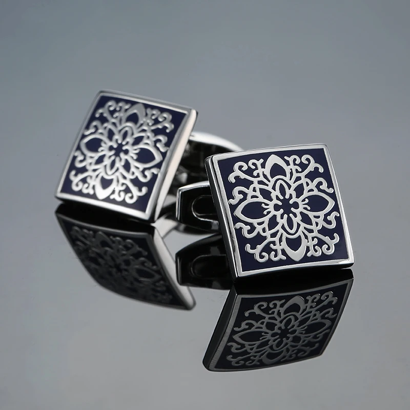 Fashion Men\'s Cufflinks Stainless Steel Business Cufflinks For Gentlemen steel Stamping Cuff Links Hand engraving Men Jewelry