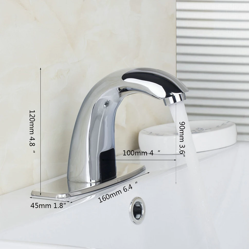 Monite Luxury Solid Brass Chrome Automatic Sense Faucet Kitchen Bathroom Basin Water Saving Electric Sensor Water Tap mixer