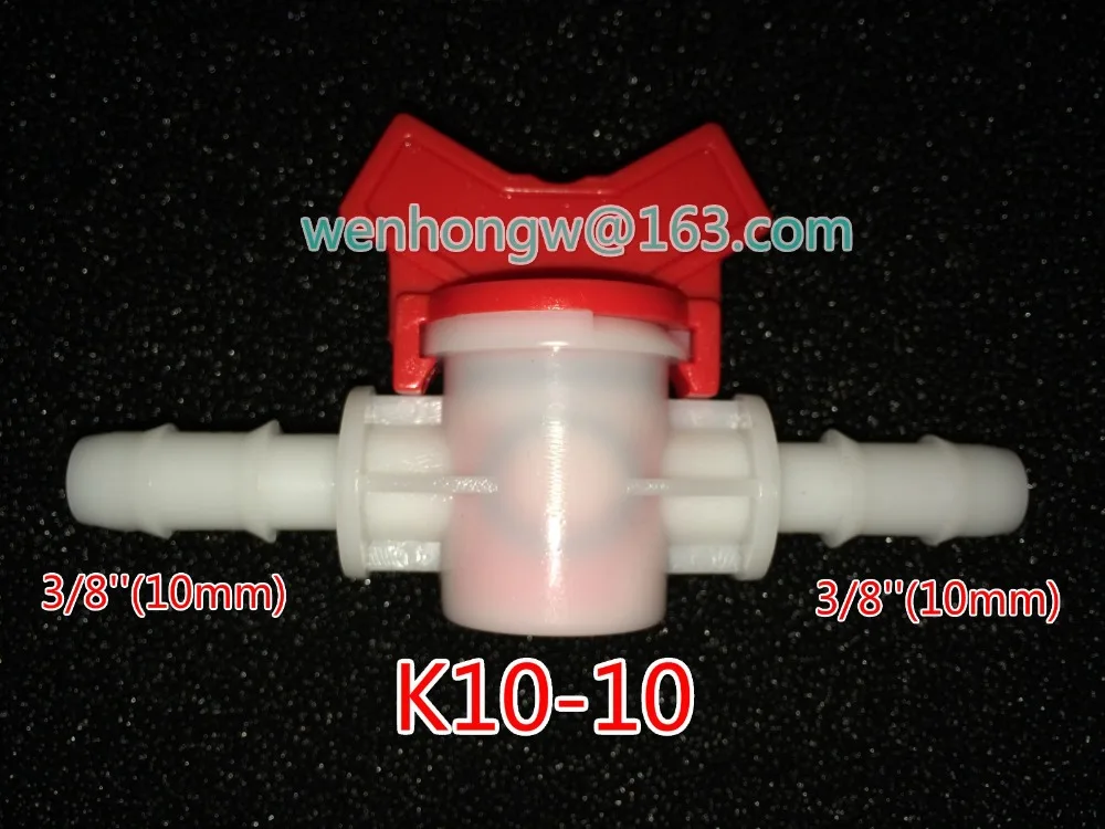 Wholesale(50 pcs/lot)K10-10 Plastic Irrigation Valve switch for PVC PEX pipe,10mm Equal Barbed Mini Valve Acetal POM (DVP10.10R)