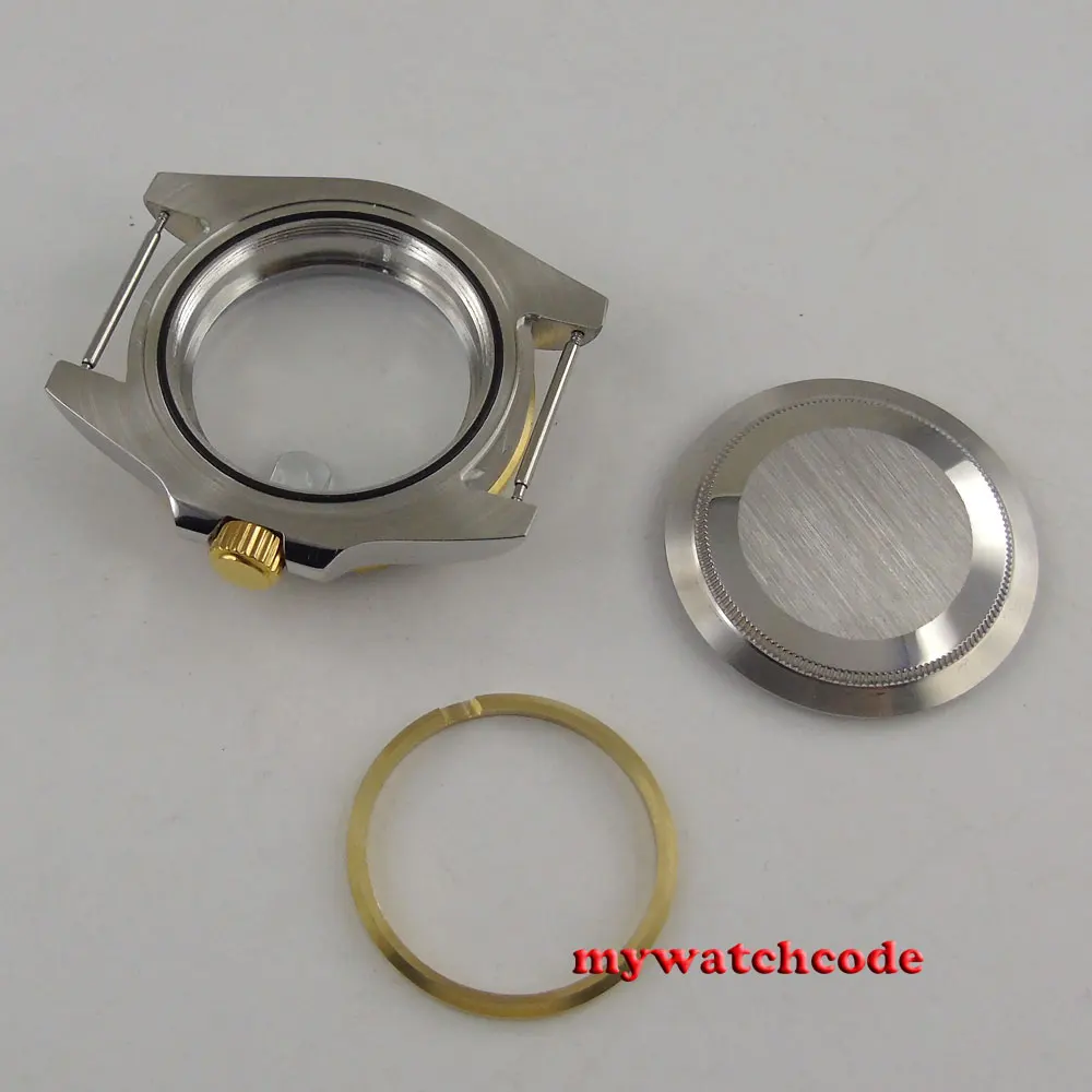 Caja de reloj dorada con bisel cerámico de cristal de zafiro de 40mm compatible con movimiento 2824 2836 C143