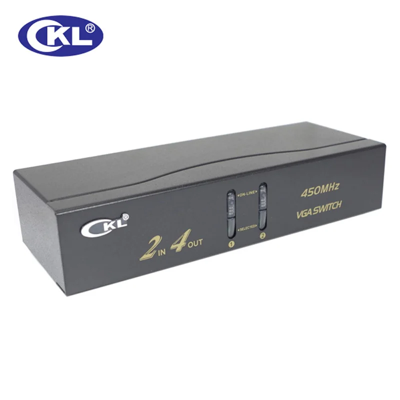 CKL VGA Switch 2 in 4 out Support 2048*1536 450MHz for PC Monitor Big Screen Projection Transmission up to 60 Meters CKL-224B