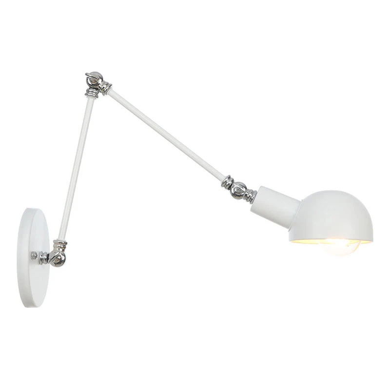 Industrial Adjustable Swing Arm Wall Lamp Reading Bedside Vintage Wandlamp Retro Extendable Led Wall Lights Fexible White Brass