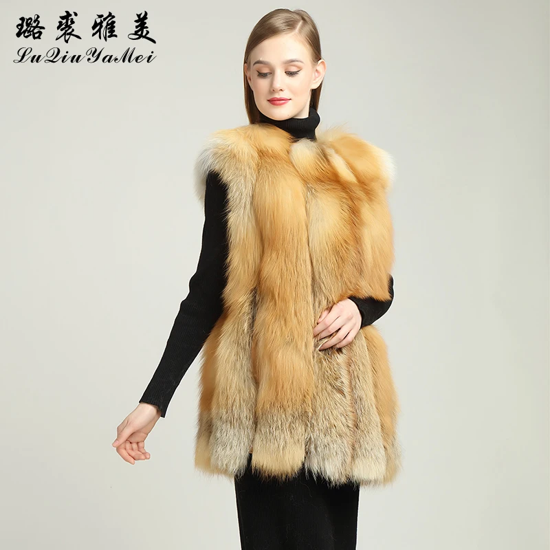 Natural Red Fox Fur Vests Coats Women Winter  Vests New Luxury Elegant Fur Vest 2023 Genuine Fur Jackets Sleeveless Real Fox Fur