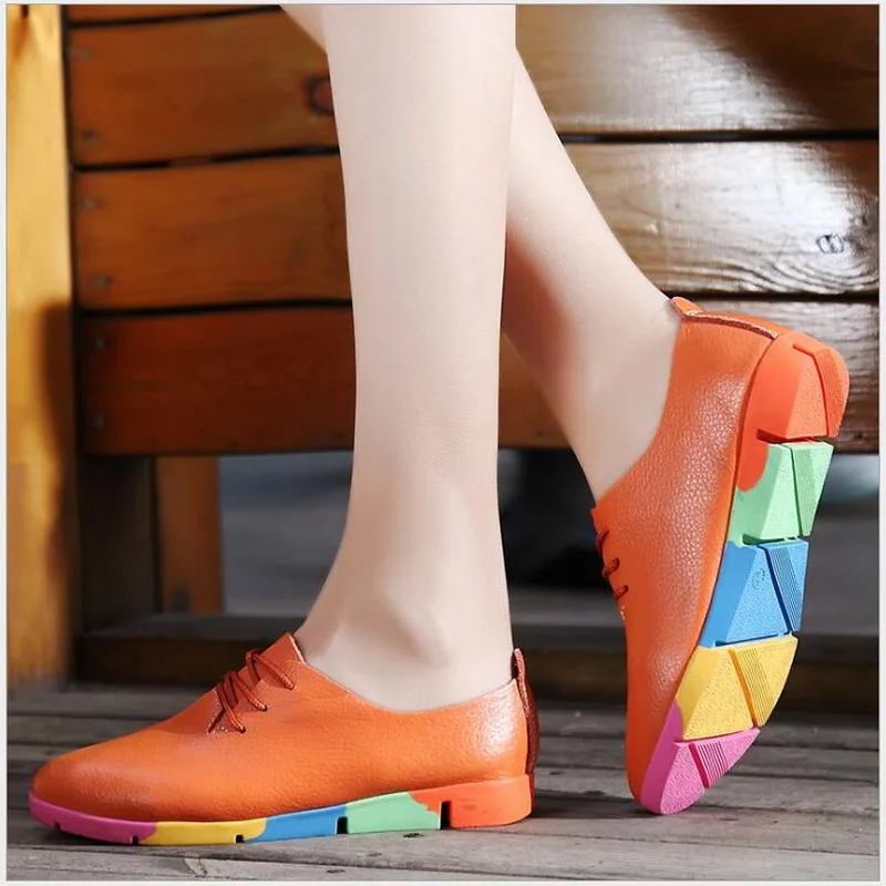 2021 Spring Autumn Split Leather Shoe Women Flat Small White Shoes Pointed Toe Casual Nurse Shoes Flat Student Shoes