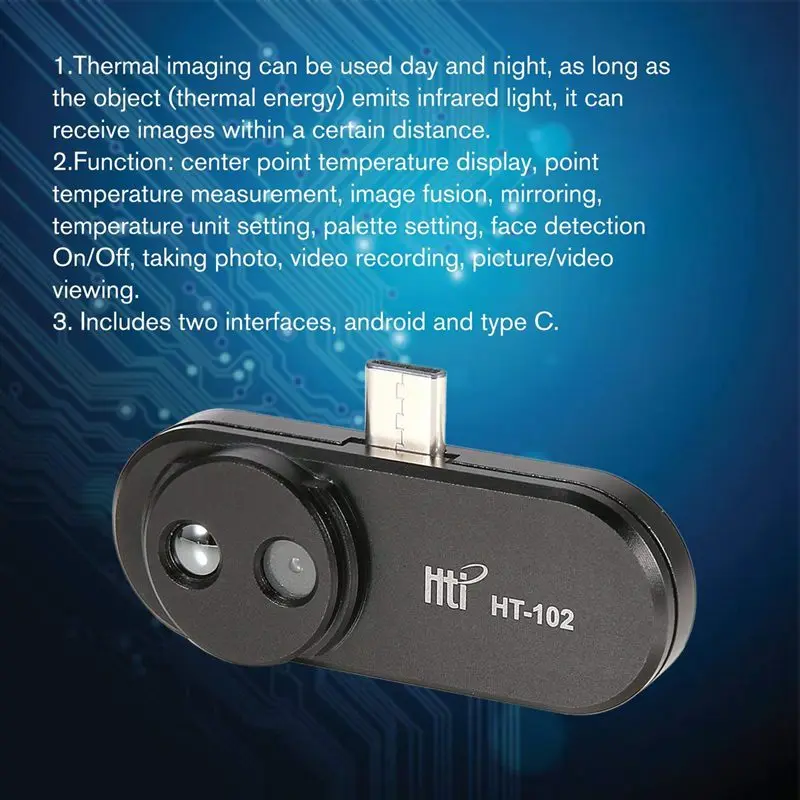 HT-102 Thermal Detection Mobile Phone Infrared Thermal Imager External Infrared Camera Thermometer Android OTG Function Adapter