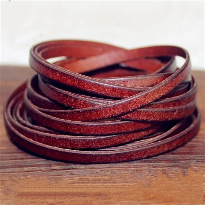 2 m/lotto 3mm 4mm 5mm 8mm 10mm Flat Cow Leather Neck Cord Strips corda per Weave bracciale Thread crea artigianato creazione di gioielli Charms