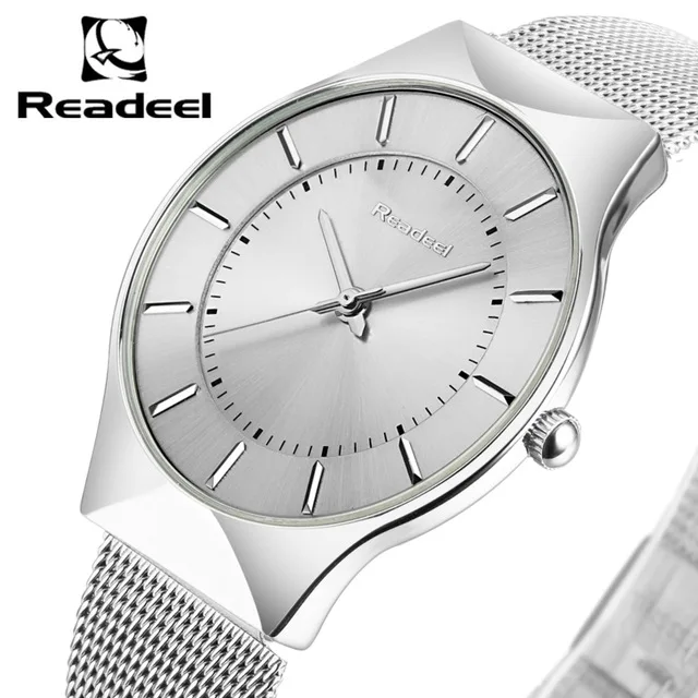 Men\'s Watches Stainless Steel Band Mesh Analog Quartz Wrist Watch Ultra Thin Dial Luxury Watch Men clock male reloj hombre