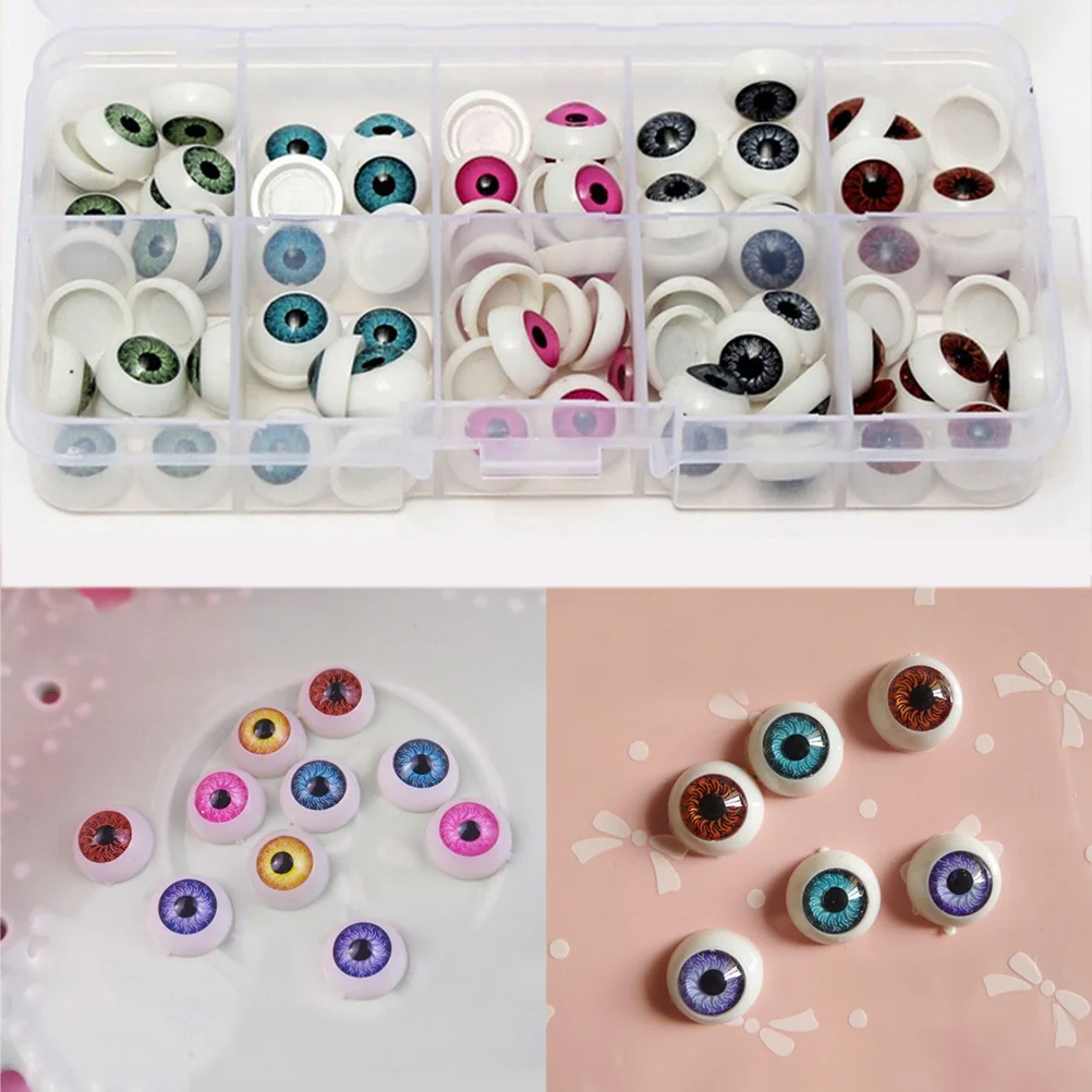 1pairs 12mm Doll Eyeballs Half Round Acrylic Eyes For DIY Doll Bear Crafts Mix Color Plastic Doll EyeBall Doll Toy Parts