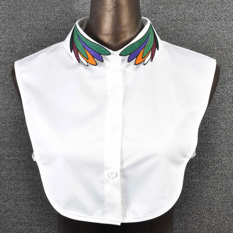 

Women's Fake Collar Shirt White Fake Collar Women Detachable Collars Embroidery Cotton False Collar Shirt Col Amovible Femme