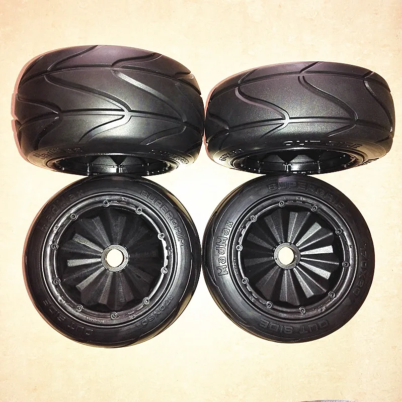 Madmax Baja 5B Front and Rear Slicks Tire High Quality Baja Slicks Tyres Totally Enclosed Rim for 1/5 HPI Baja 5B ROFUN KM