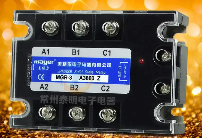 

US genuine AC-AC three-phase solid-state relay MGR-3A3860Z AC-controlled AC relay 60A mager