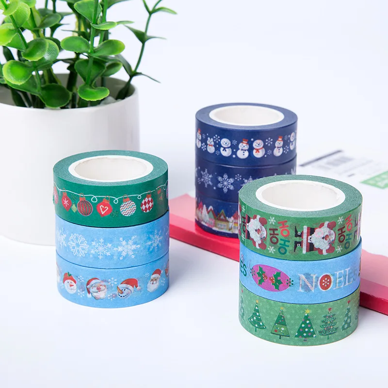 Decorative Christmas Washi Tape Set Santa Claus Paper DIY Scrapbooking Adhesive Tape 1.5cm*10m Masking Tape School Office Supply