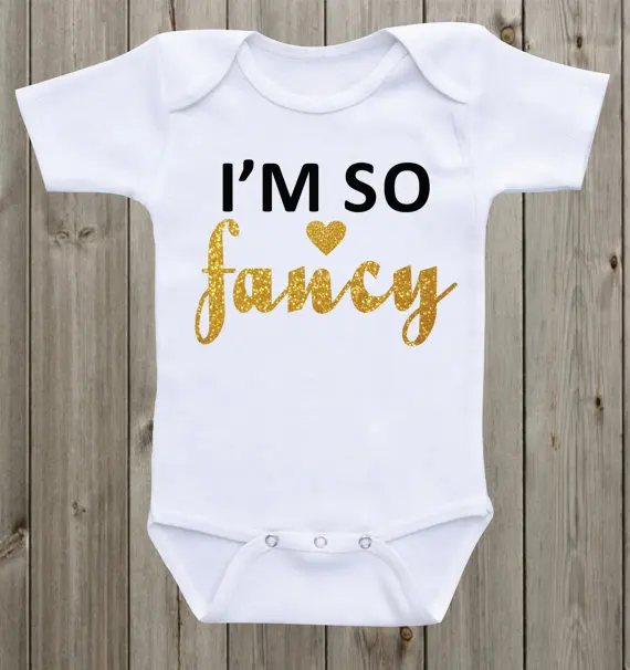 custom text I'm so fancy Newborn infant baby bodysuit onepiece romper Outfit Take Home toddler shirt birthday party favors