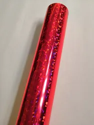 Holographic foil red color broken glasses pattern  C04  hot stamping on paper or plastic