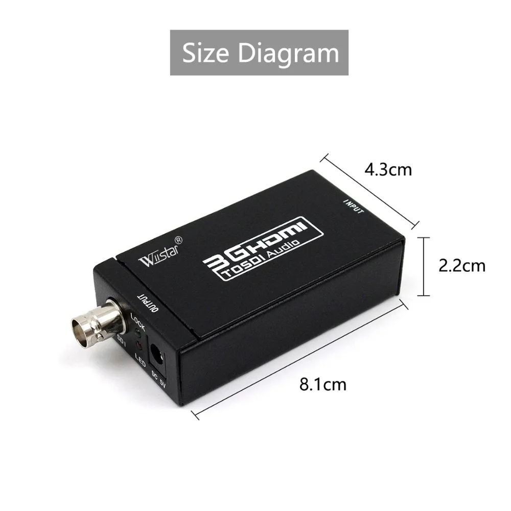 Mini 3G HDMI to SDI Converter Adapter Support HD-SDI / 3G-SDI Signals Showing on HDMI Display with Power Adapter EU/US