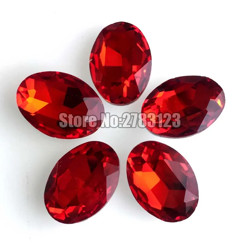 Free shipping AAA Glass red oval shape pointback rhinestones,diy/nail art/Clothing accessories SWOP007