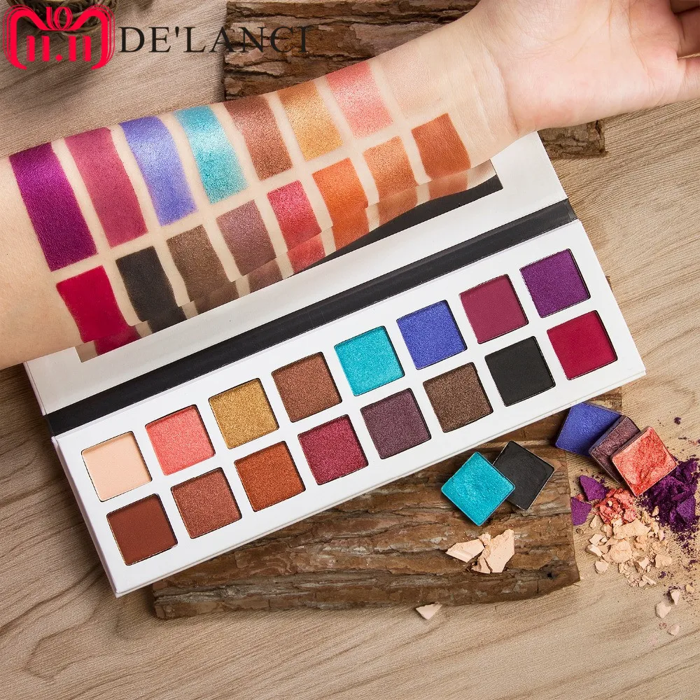 DE\'LANCI Pro Eyeshadow Palette 11 Shimmer 5 Matte Colors Makeup Eye Shadow- Highly Pigmented Multi-Colour Private Label Cosmetic