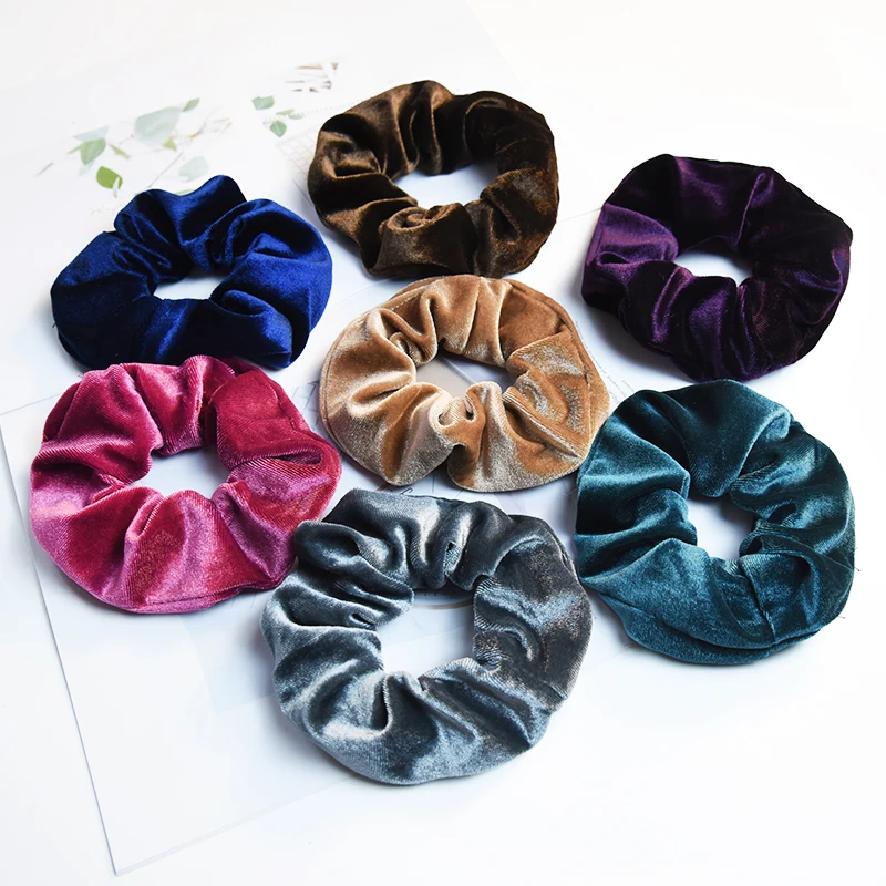 2019 Lady Hair Scrunchies Ring fasce per capelli elastici colore puro Bobble Sports Dance Velvet Soft Leopard Women Scrunchies Hairband