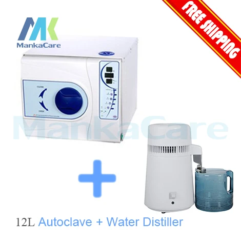 4 liters Portable water distiller Dental / Clinic / Hospital Sterilization Equipment and 12L Autoclave Class B Big Discount