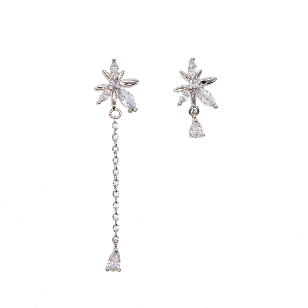 2018 Shiny Crystal CZ Cubic zirconia Leaf Long Drop Dangle Earrings New Design Fashion Statement Jewelry For Women Gift Brincos image 5