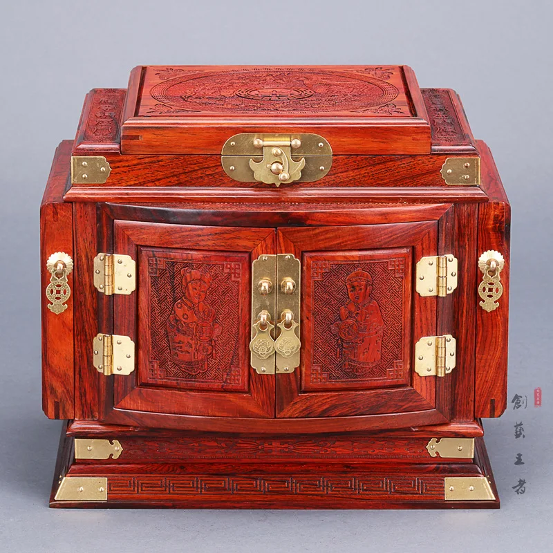 Rosewood jewelry box jewelry box carved mahogany furniture mahogany Dresser Mirror Box Wedding Crafts Factory Direct