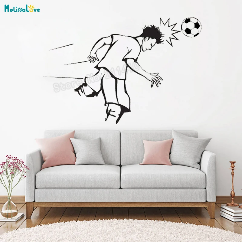 

Vinyl Wall Sticker Soccer Football Player Hit Murals Vinyl Home Decor For Living Room Bedroom Removable Art Decals YT416