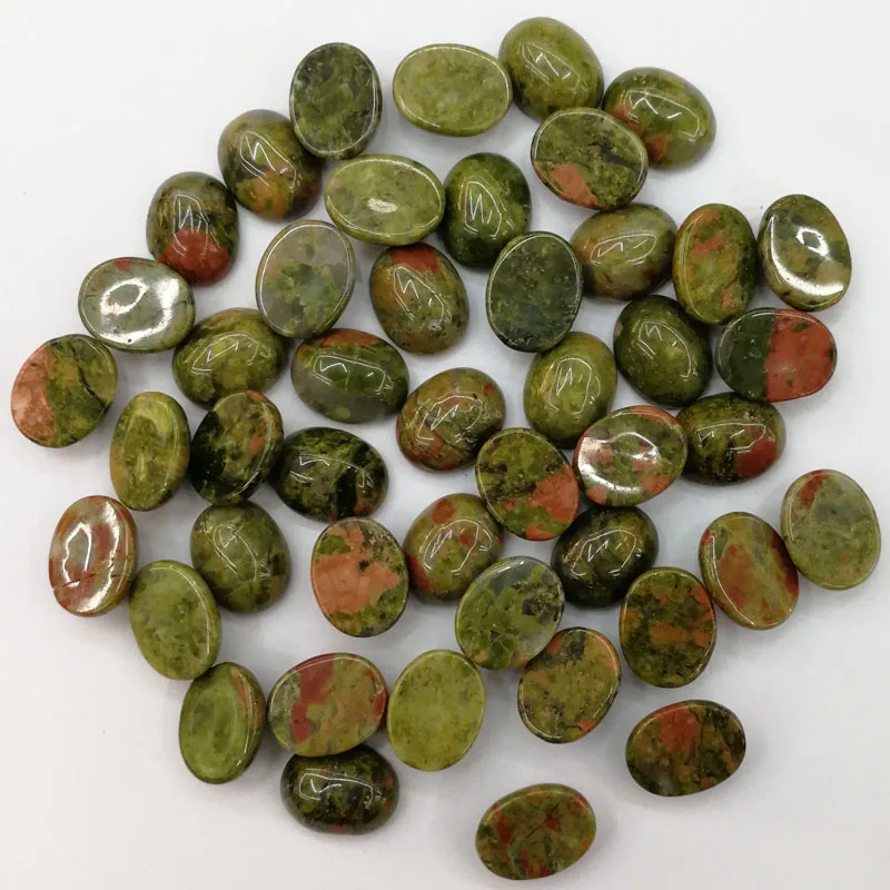 Wholesale Fashion natural unakite stone beads charms 8x10mm Oval CAB CABOCHON for jewelry making 50pcs/lot free shipping no hole