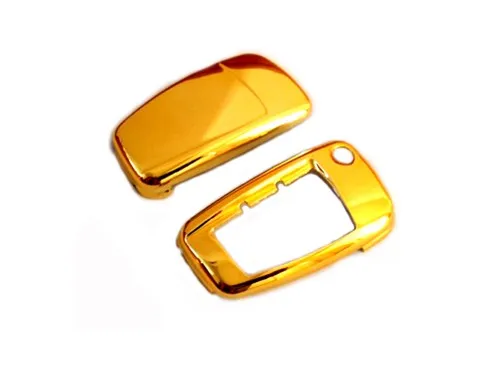 Gold Plated Chrome Remote Flip Key Cover Case Skin Shell Cap Fob Protection Hull S Line for Audi A3 A4  A6  Q5  Q7  TT  R8