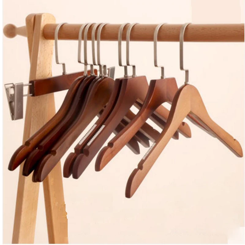 

5pcs/lot 375/38.5 cm Solid wood lady clothes rack anti-skid non-trace high-end wooden clothes rack