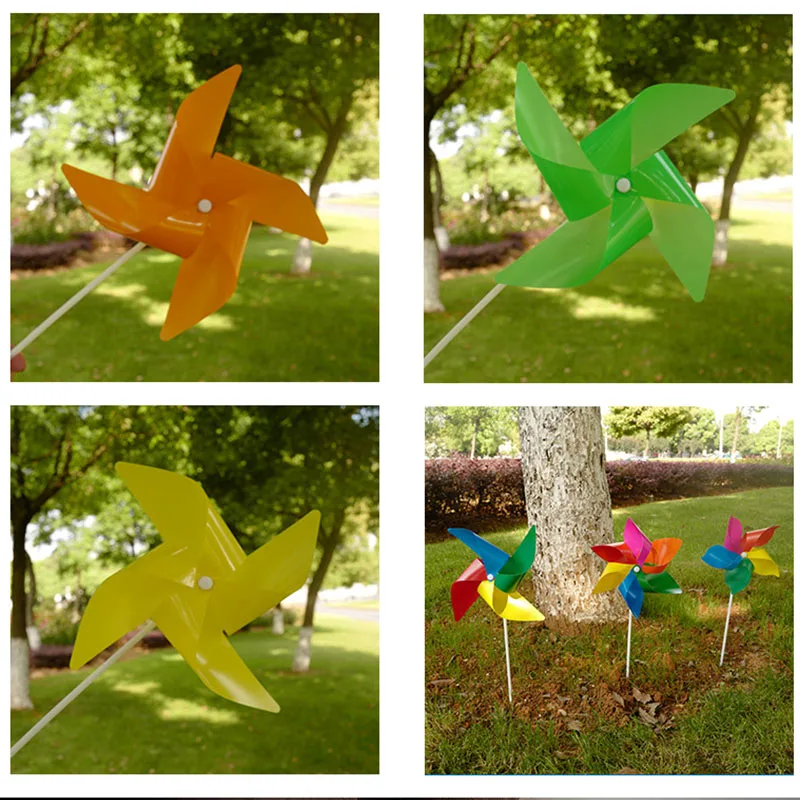 100pcs Windmill+ 100pcs Pole  Waterproof  Plastic Windmill Toys Garden Lawn Party Decor Toy Gift for Kids Craft Toys