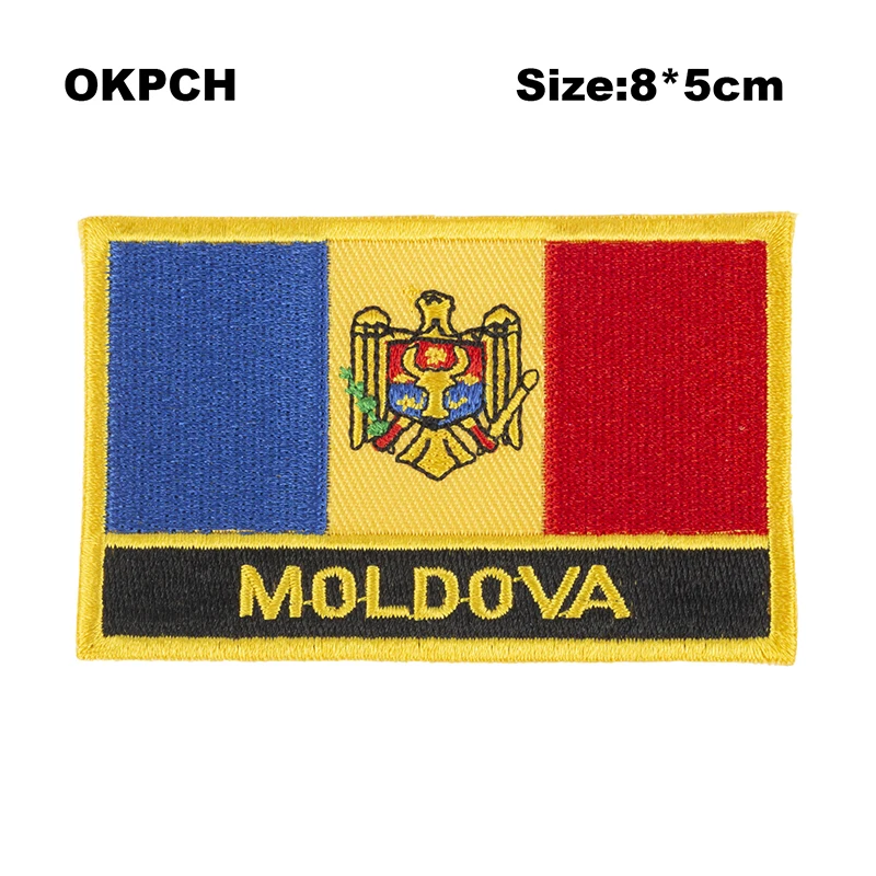 Moldova Flag patcheswork fabric embroidery patch cutstom DIY stickers on clothing with iron PT0130-R