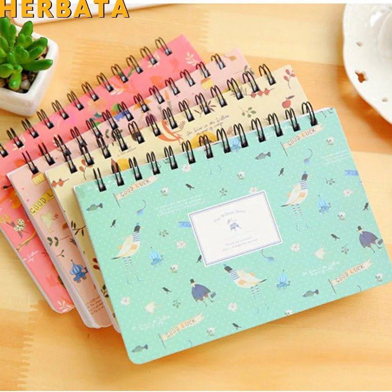 HERBATA Blooming flower notebook Coil spiral planner Weekly agenda diary book stationery papelaria Material escolar Office