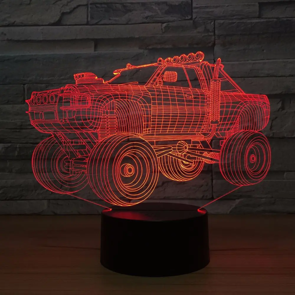 

New Off-road Vehicle 3d Light Fixtures Colorful Touch Led Visual Led Night Light Novelty Valentine's Day gift Usb Led 3d Lamp