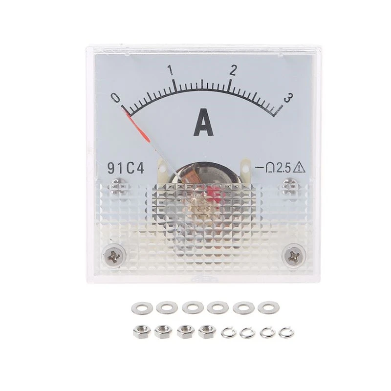 91C4 Ammeter DC Analog Current Meter Panel Mechanical Pointer Type 1/2/3/5/10/20/30/50/100/200/300/500mA A