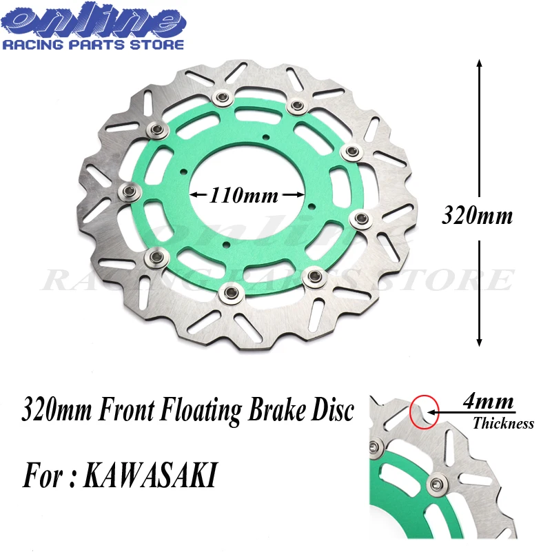 320MM Oversize Front Floating Brake Disc Rotor Plate Fit For Kawasaki Dirt Pit bike Racing Motorcycle Supermoto