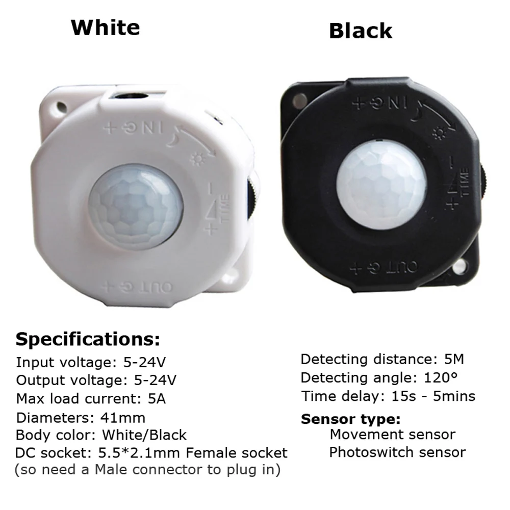 Motion Sensor Light Switch 12V Movement Sensor Motion 5V 12V PIR Sensor 24V 5A Automatic Infrared Timer Detector Photoswitch