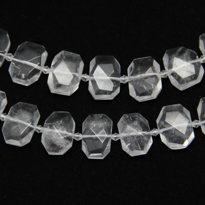 Natural White Quartz Raw Crystals Center Drilled Faceted Slab Loose Beads Pendants Cut Slice Beads Charms Necklace full strand