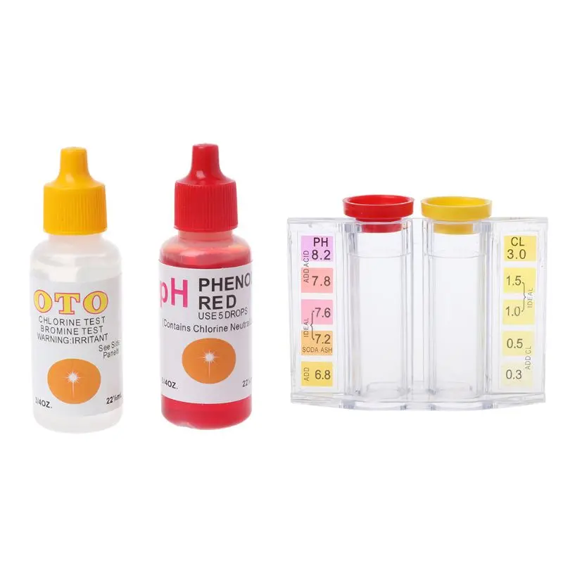 Kit de Teste da Qualidade da Água do Cloro do ph Piscina Hidroponia Aquário Tester