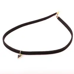 Fashion Ethnic Triangle Pendant Necklace Punk Tattoos Black Rope Necklace Women Clavicle Statement Jewelry Choker Necklace