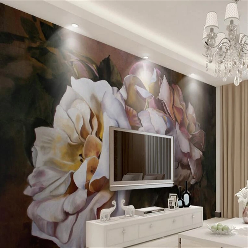 

Beibehang 3D Wallpaper European Rose Ornate TV Background Wall Living Room Bedroom Mural wallpaper for walls 3 d papel de parede