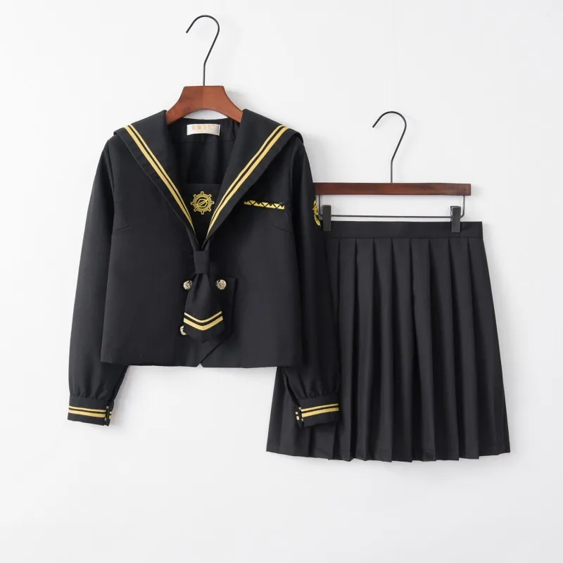 Uniforme scolaire revolver mousquetaire, uniformes de lycéens filles japonaises noires uniformes de marin fantaisie pour femmes