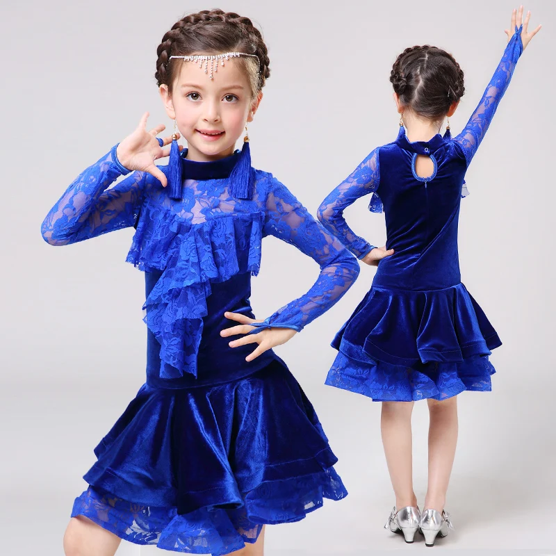 

New Children Latin Dancing Dress Girls Dance Performance Competition Suit Kids Dancing Costume Children's Day Stage Dress B-3080