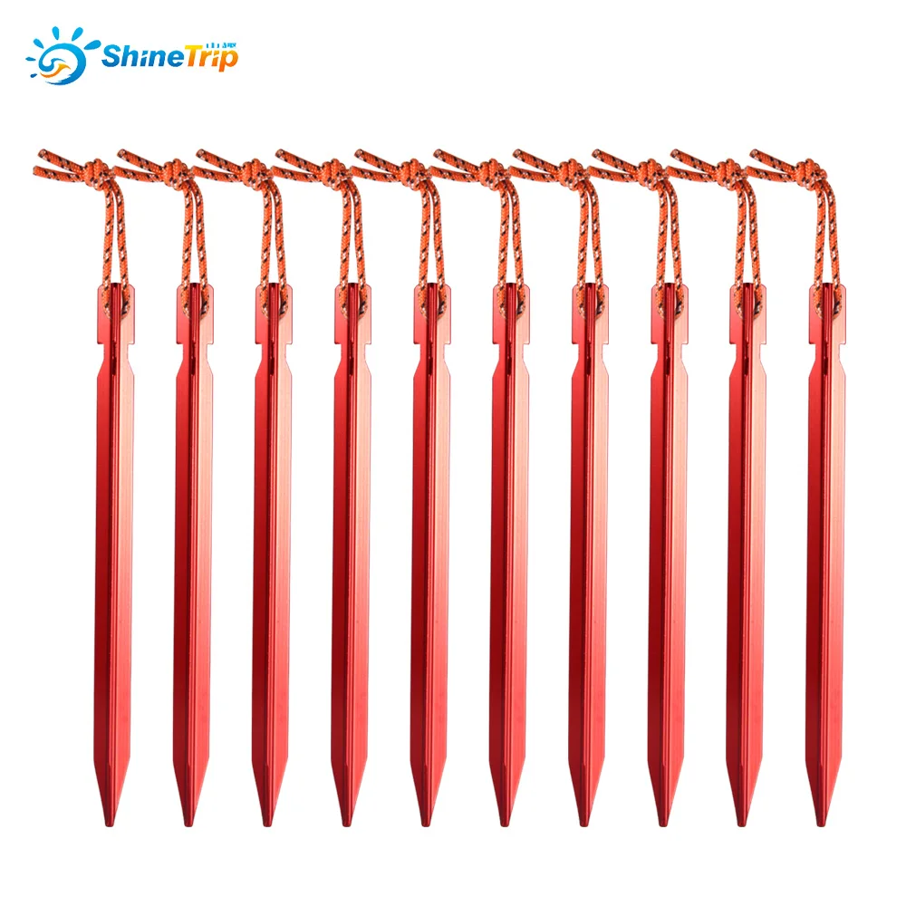 5pcs Tent Pegs 18cm Aluminum Tent Stake with Rope Outdoor Tent Nail Peg Tent Accessories Equipment