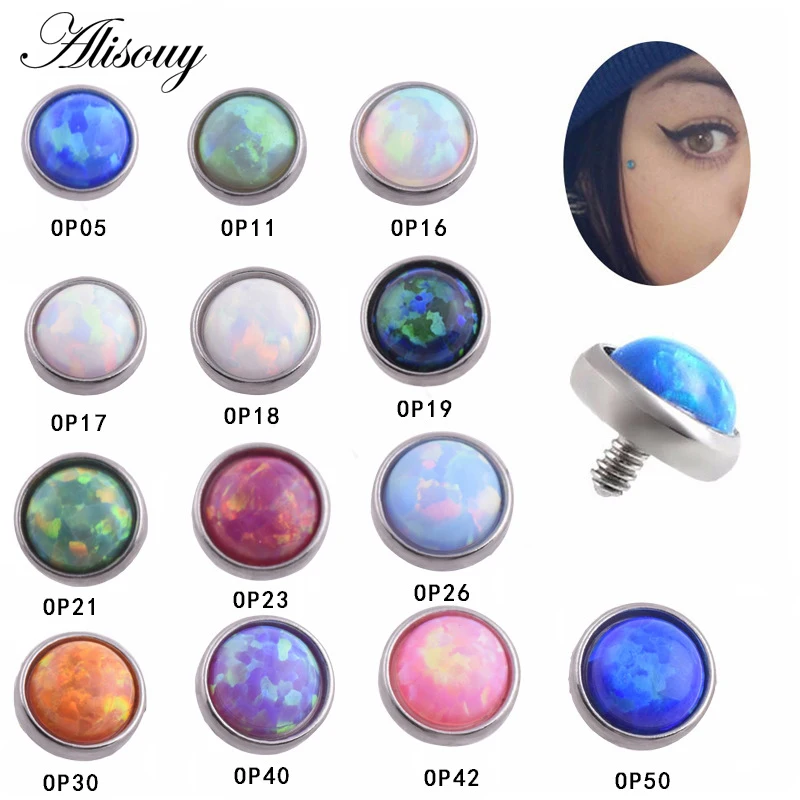1PC G23 Stainless Steel Opal Dermal Anchor Top Micro Dermal Piercing Micro Dermal Jewelry Surface Piercing Sex Body Jewelry