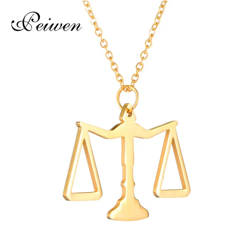 

Fashion Judge Balance Pendant Necklace Stainless Steel Gold Silver Color Choker Statement Chain Necklaces for Women Men Jewelry