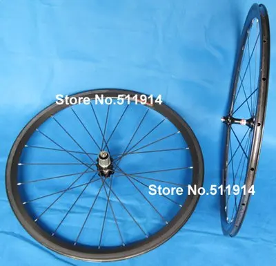 FLX-WS-CW03 Full Carbon Road Bike 38mm Clincher Wheelset 700C - 38mm Rim , Spokes , hub , Brake pads, Skewers