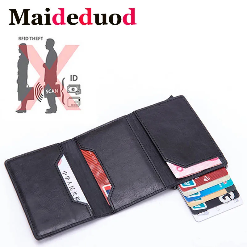 New Smart card holder Vintage PU Leather Coin Purses Magnetic Closing Card case Casual Men wallet RFID Blocking Card Wallet