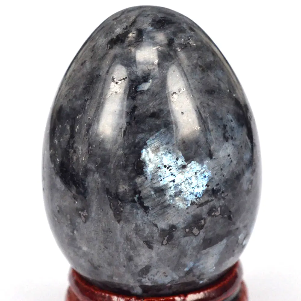 35x48mm Natural Gemstone LARVIKITE LABRADORITE Sphere Egg Healing Reiki Crafts Stone Massage Finger Exercise